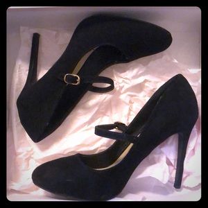 Faux Suede Mary Jane Pumps
